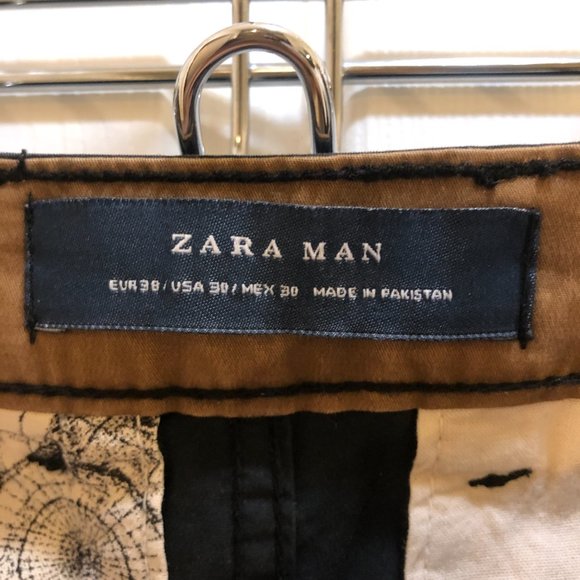 Zara Man Travel Sports Dept. Men's Slim Chino Trouser With Belt Black Size 30 - Picture 4 of 7